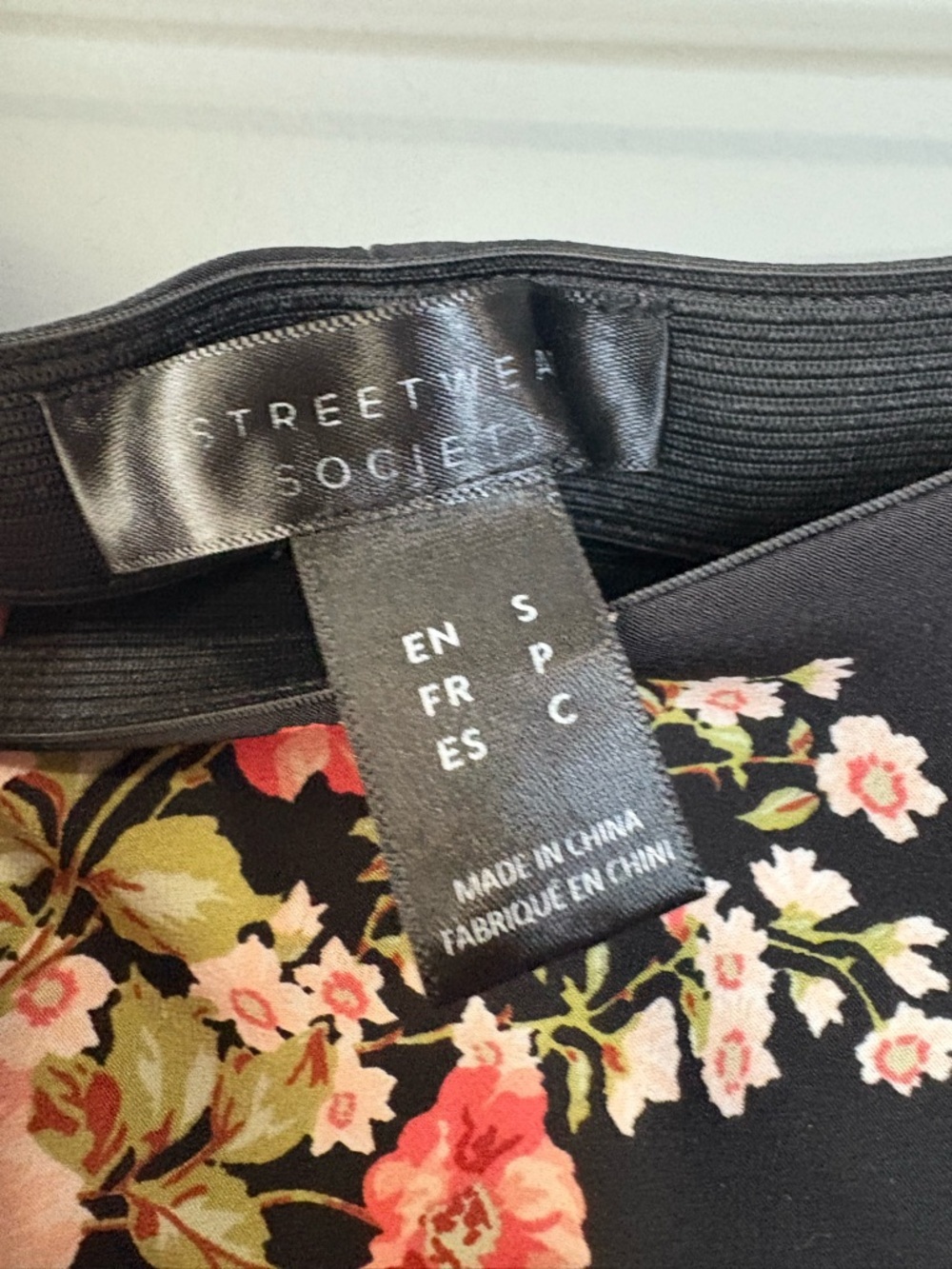 Streetwear Society Floral Midi Skirt Black | High Waist Knee Length - Picture 5 of 5